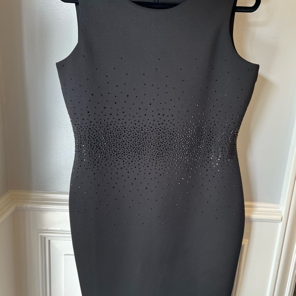 Calvin Klein Black Embellished Sheath Midi Dress - Picture 4 of 9
